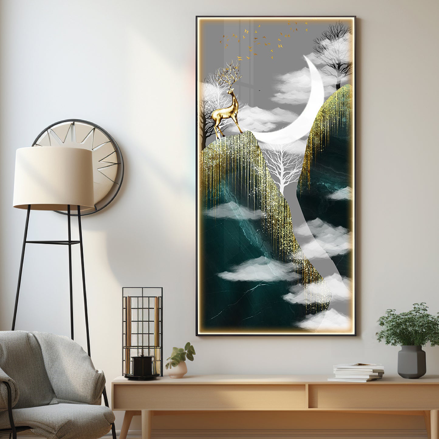 Moon & Mountains Luxury Crystal Wall Art