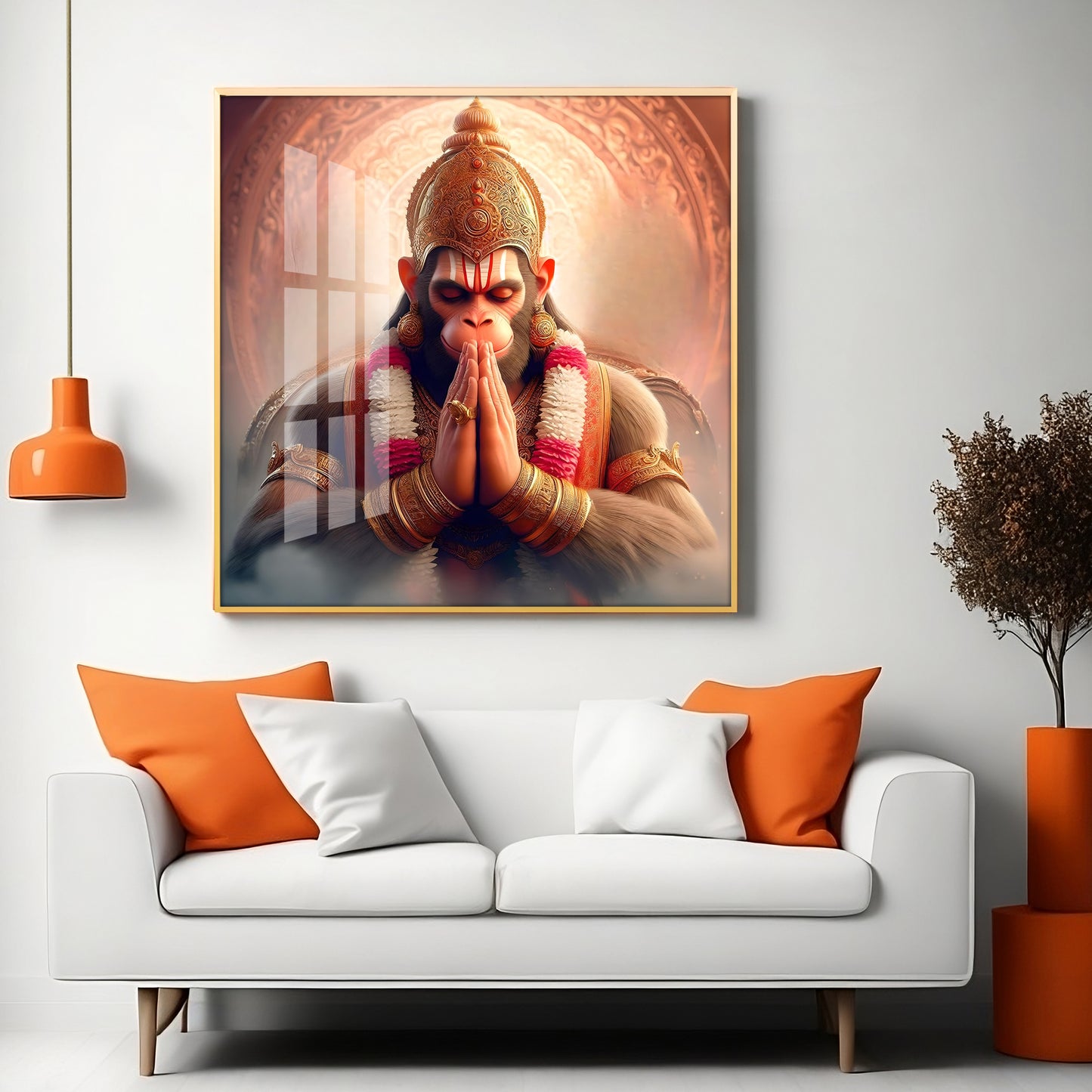 Powerful Hanuman Ji Premium Acrylic Square Wall Art