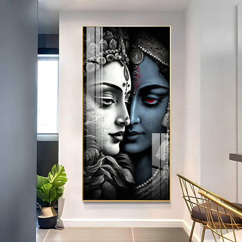 Beautiful Krishna & Radha Premium Acrylic Vertical Wall Art