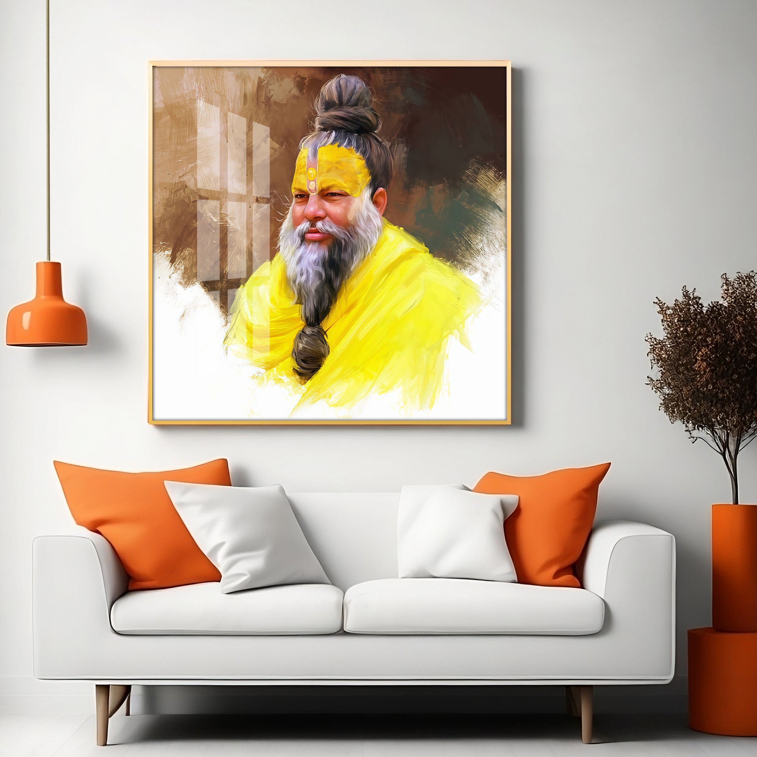 Premanand Ji Maharaj Premium Acrylic Square Wall Art
