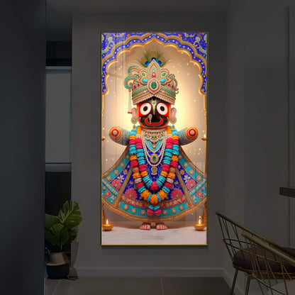 Jai Shri Jagannath Ji Modern Luxury Backlight Vertical Wall Art