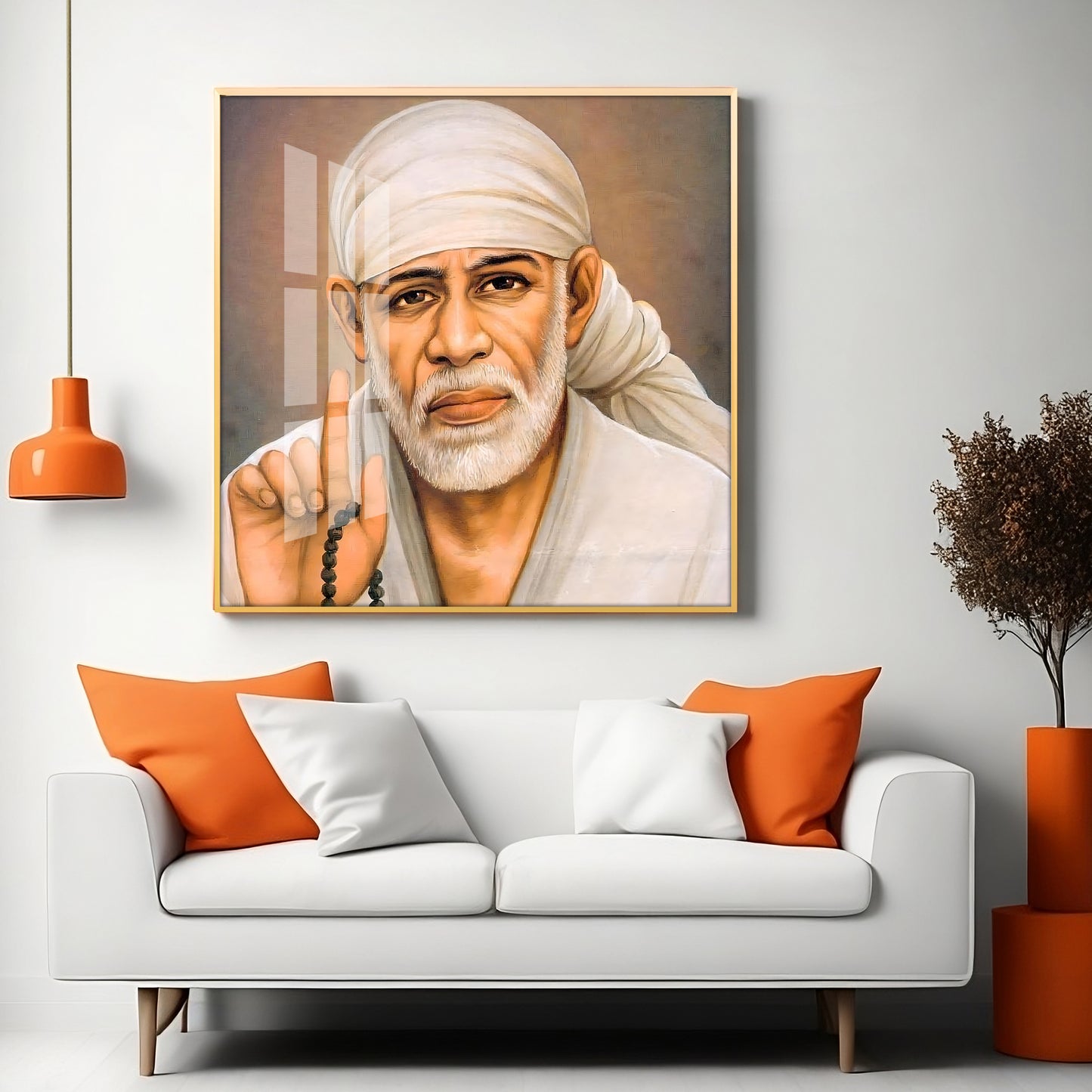 Om Sainath Premium Acrylic Square Wall Art