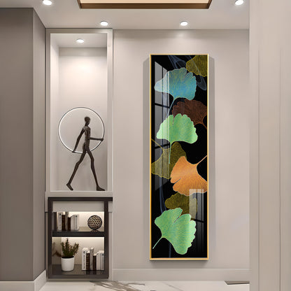 Colourful Ginkgo Biloba Leaves Premium Acrylic Vertical Wall Art