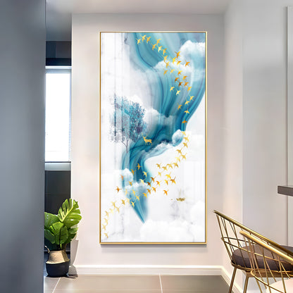 White & Blue Thoughts Premium Acrylic Vertical Wall Art