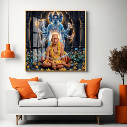 Divine Swami Samarth Premium Acrylic Square Wall Art