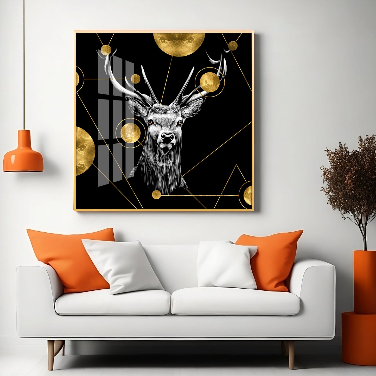 Light Luxury Elk Abstract Art Living Room Premium Acrylic Square Wall Art