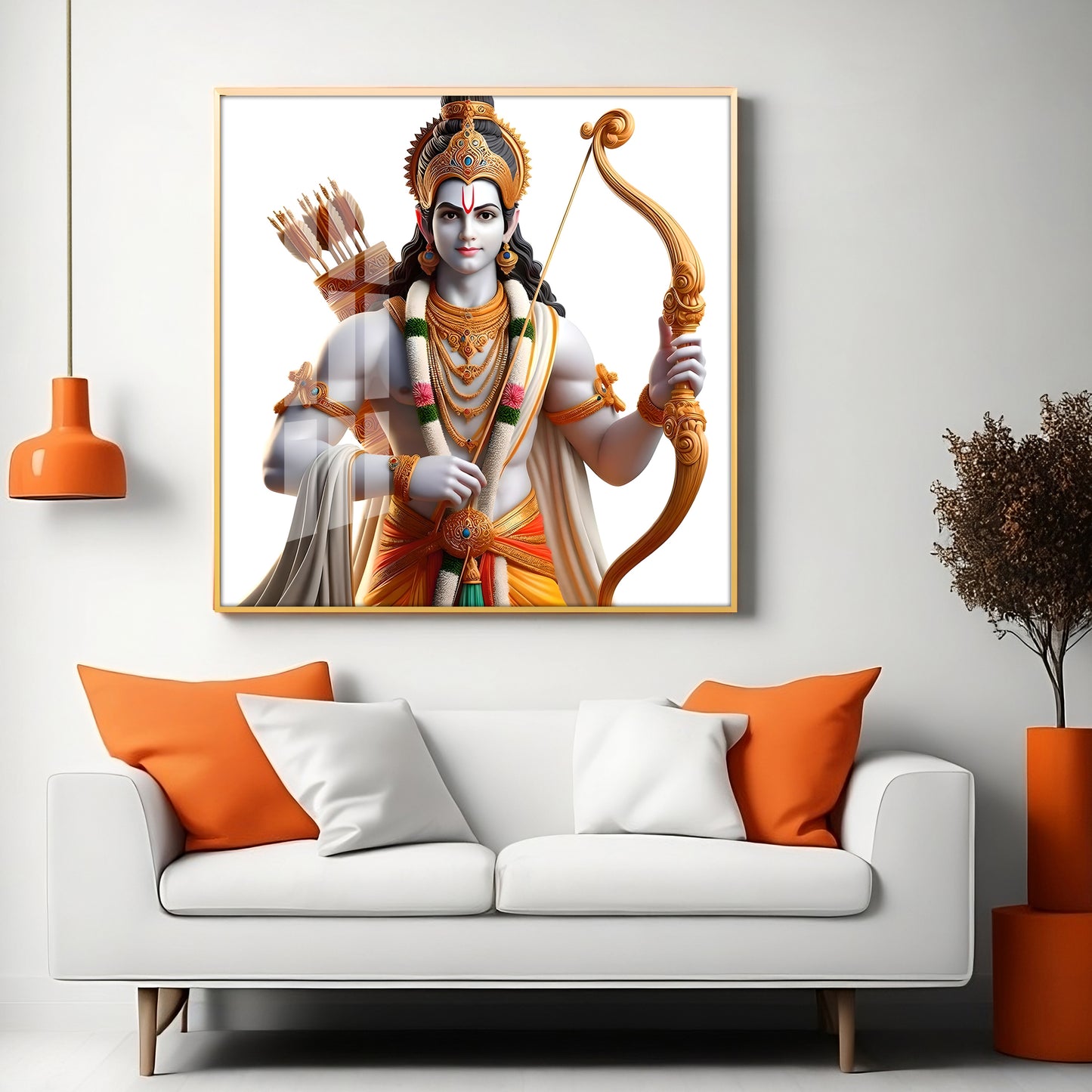 King Of Ayodhya Shree Ram Premium Acrylic Square Wall Art