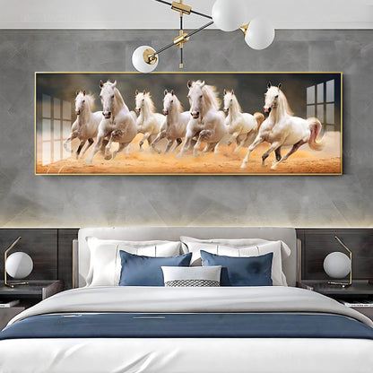 Seven Running Horses Premium Acrylic Horizontal Wall Art