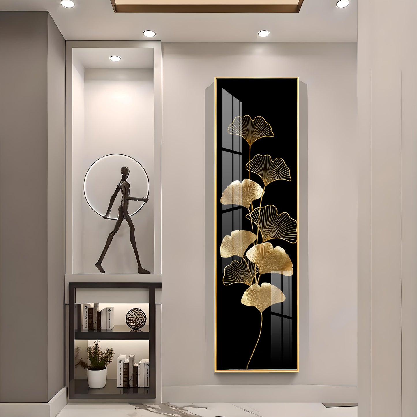 Ginkgo Leaf Design Premium Acrylic Vertical Wall Art