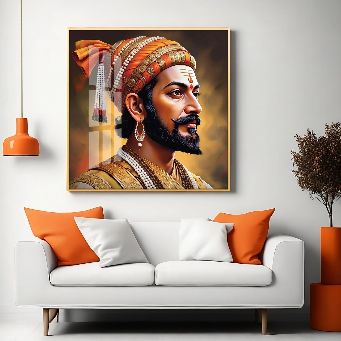 Divine Chhatrapati Shivaji Maharaj Ji Premium Acrylic Square Wall Art