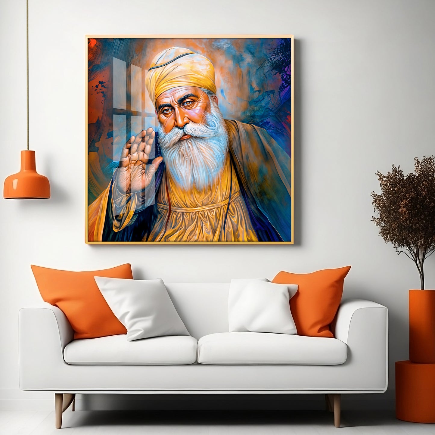 Abstract of Guru Nanak Dev Ji Premium Acrylic Square Wall Art