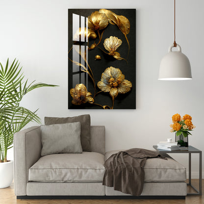 Luxury Golden Decorative Flower Acrylic Wall Art