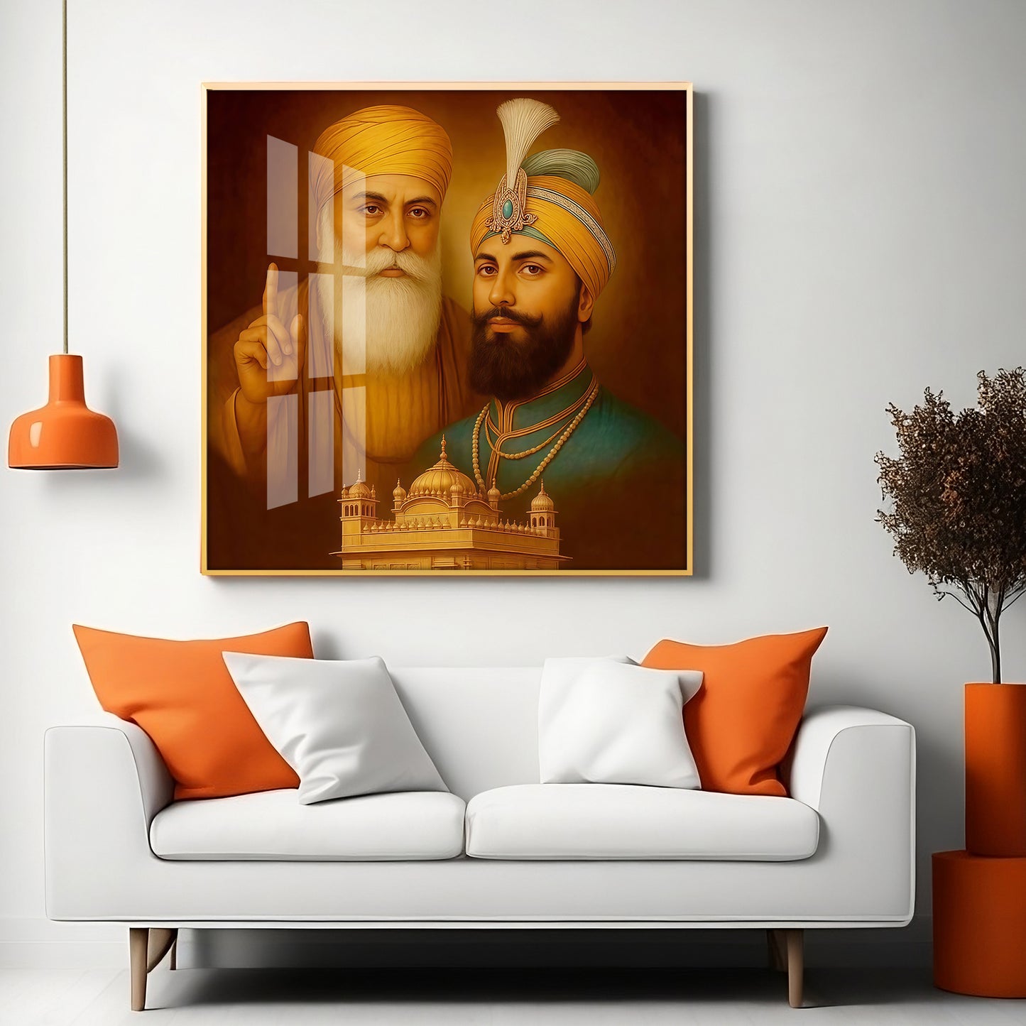 Waheguru ji Guru Nanak Dev ji Premium Acrylic Square Wall Art