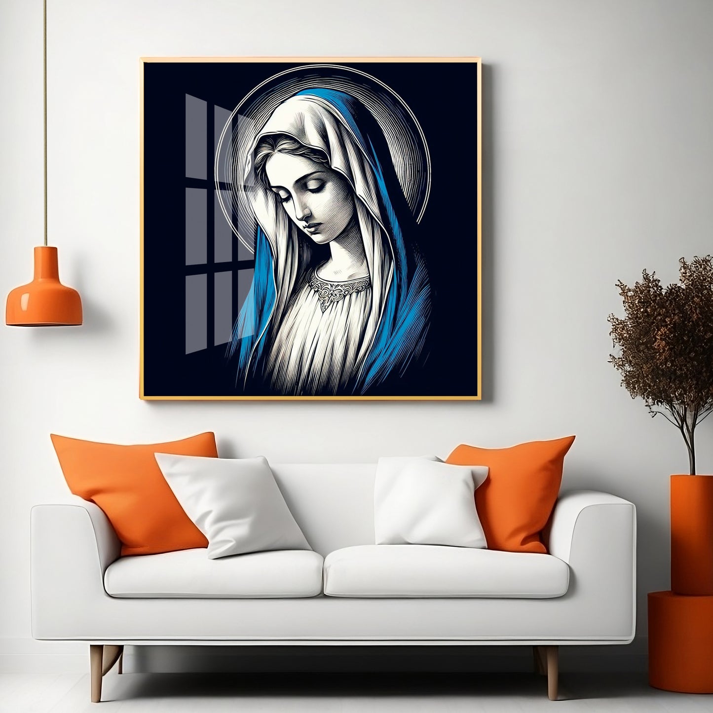 Portrait of the Virgin Mary Premium Acrylic Square Wall Art