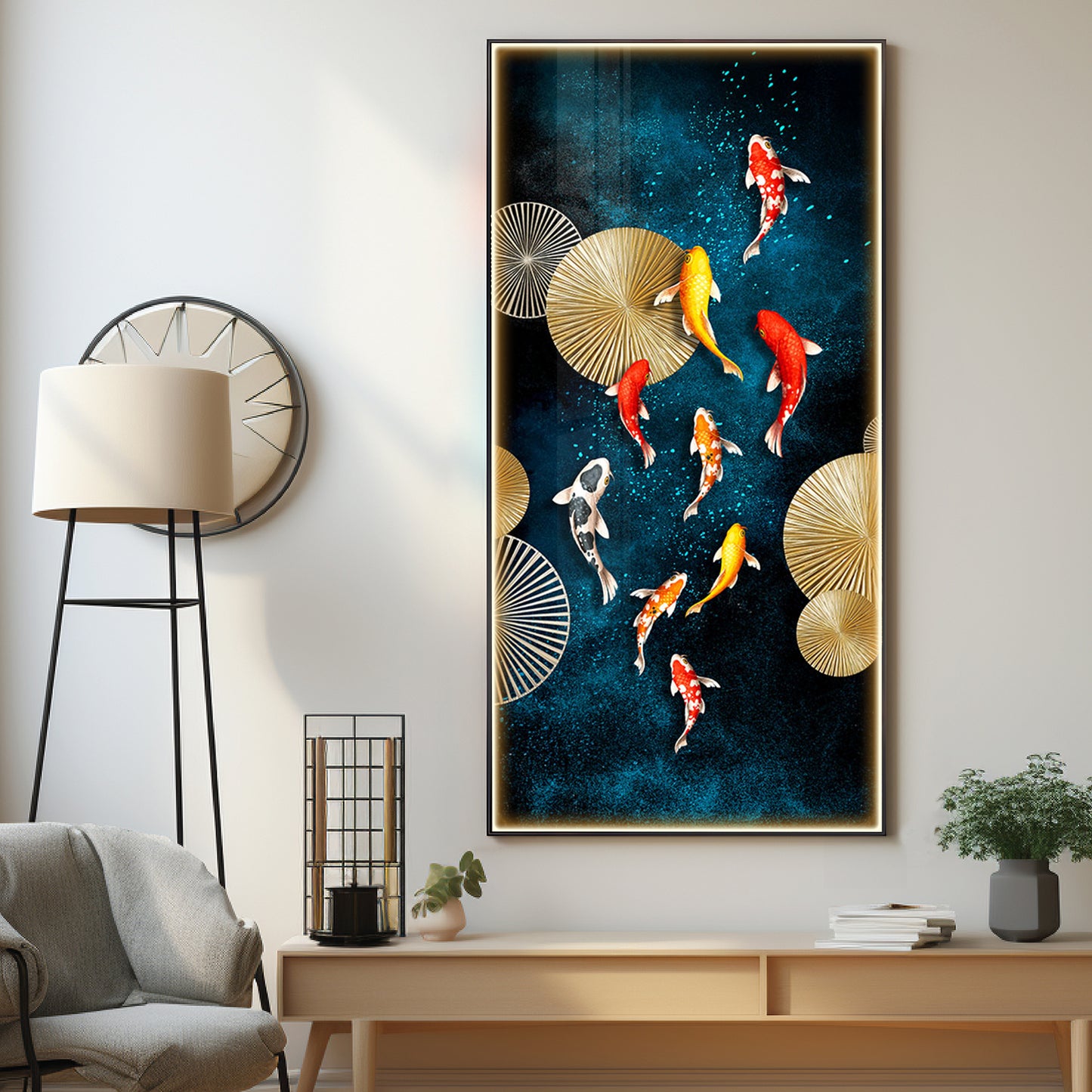 Koi Fish Feng Shui Luxury Crystal Wall Art