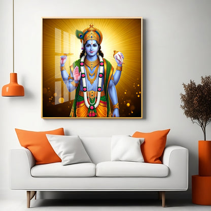 Ethereal Presence Of Lord Krishna Premium Acrylic Square Wall Art