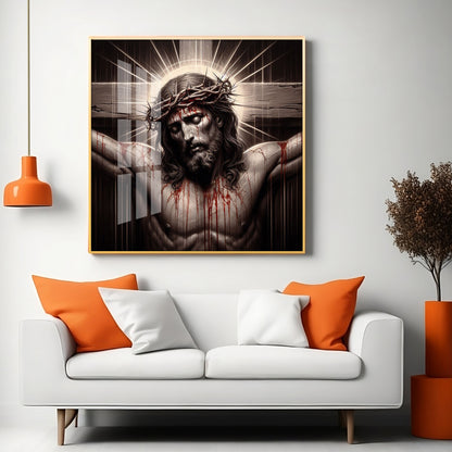 Jesus Crucified Premium Acrylic Square Wall Art