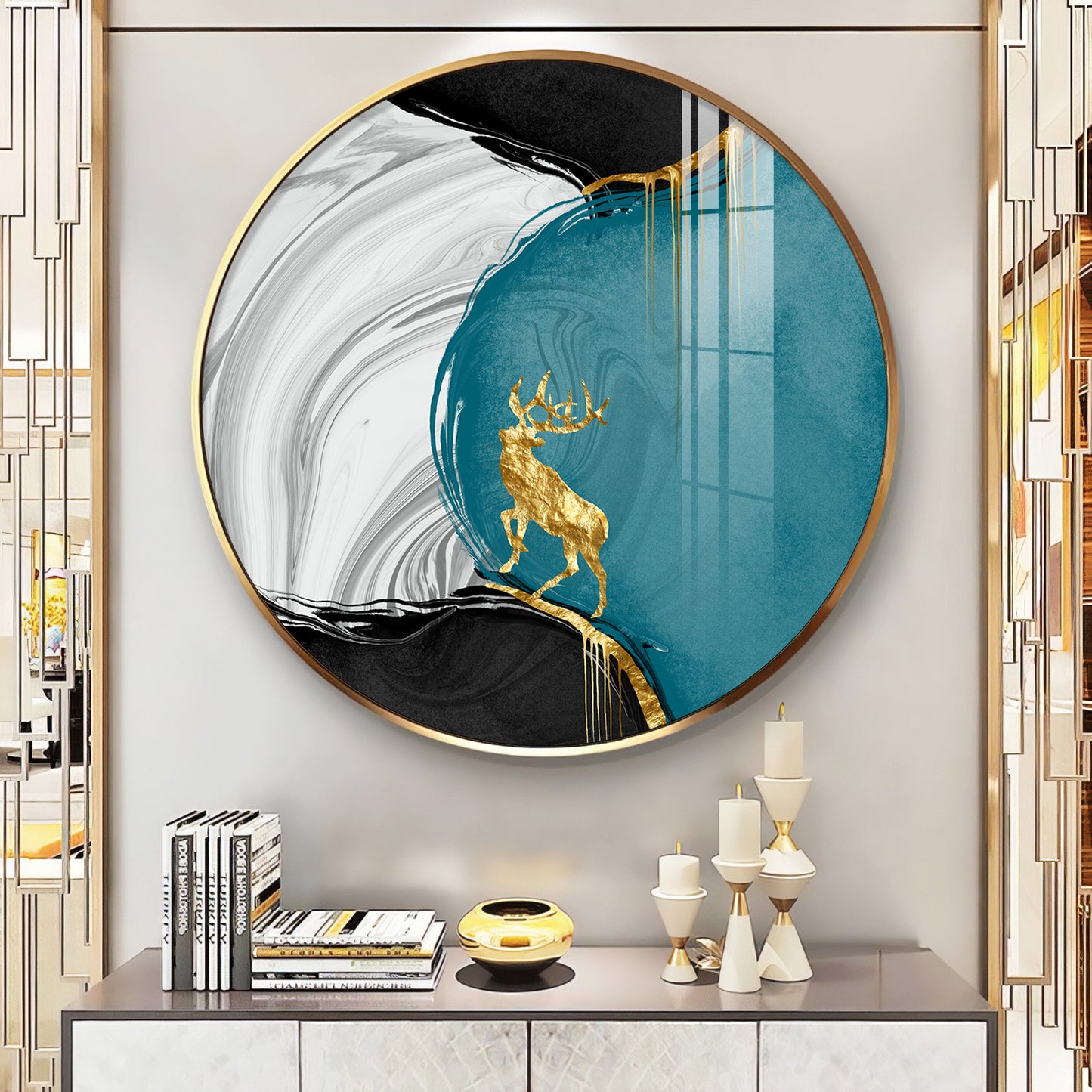 Chromatic Abstract Premium Acrylic Round Wall Art