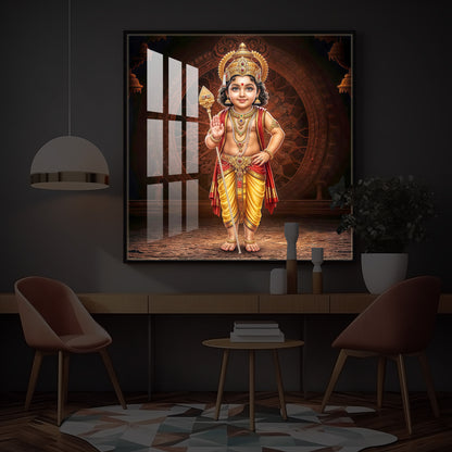 Divine Lord Murugan Modern Luxury Backlight Square Wall Art