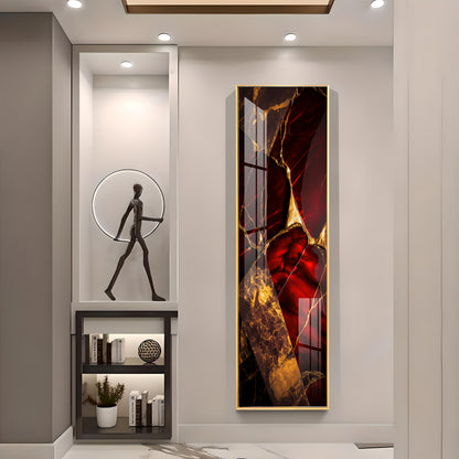 Gold & Red Tones Premium Acrylic Vertical Wall Art