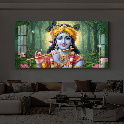 Shri Krishna Ji Modern Luxury Backlight Horizontal Wall Art