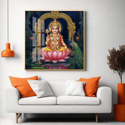 Divine Goddess Laxmi Maa Premium Acrylic Square Wall Art