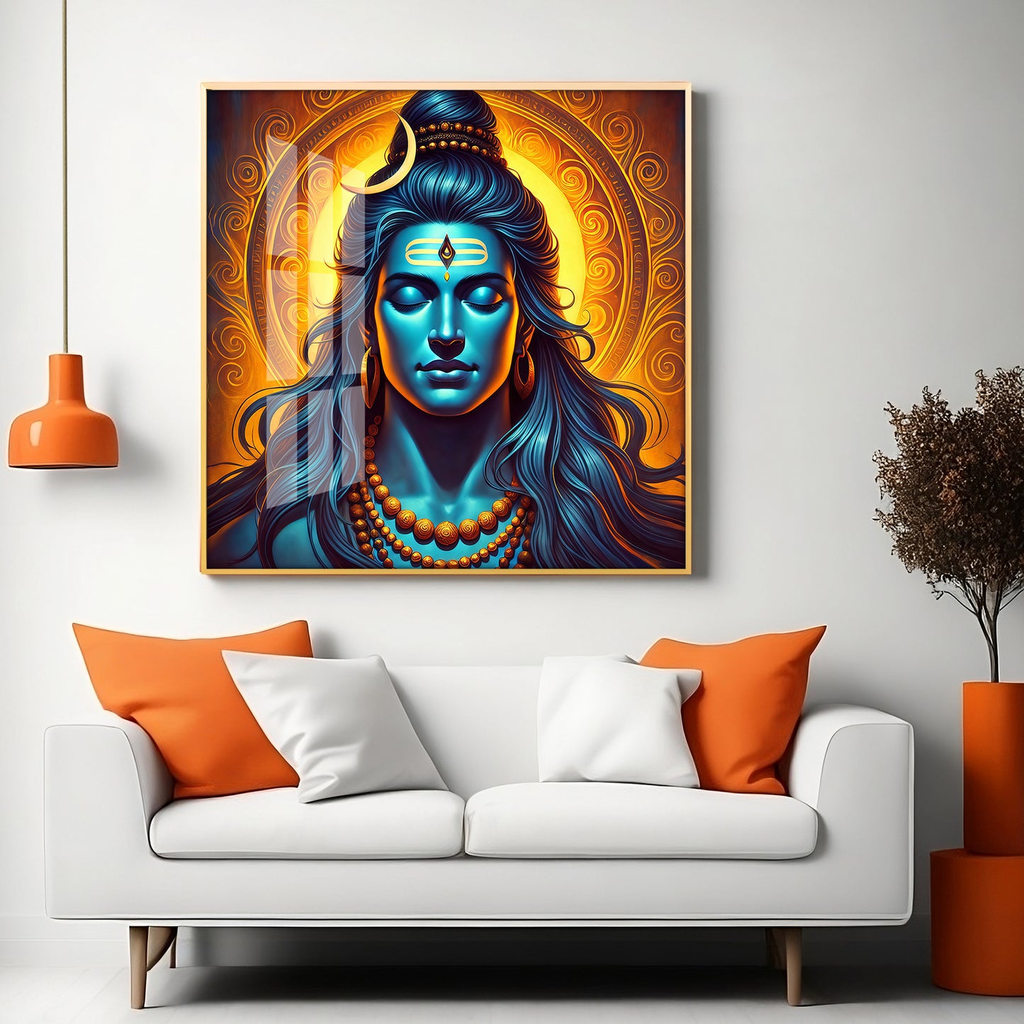 Shiv Bhole Baba Premium Acrylic Square Wall Art