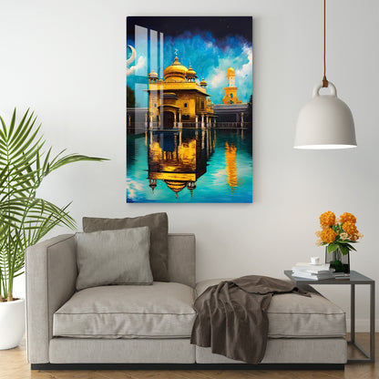 Mesmerizing Golden Temple Acrylic Wall Art