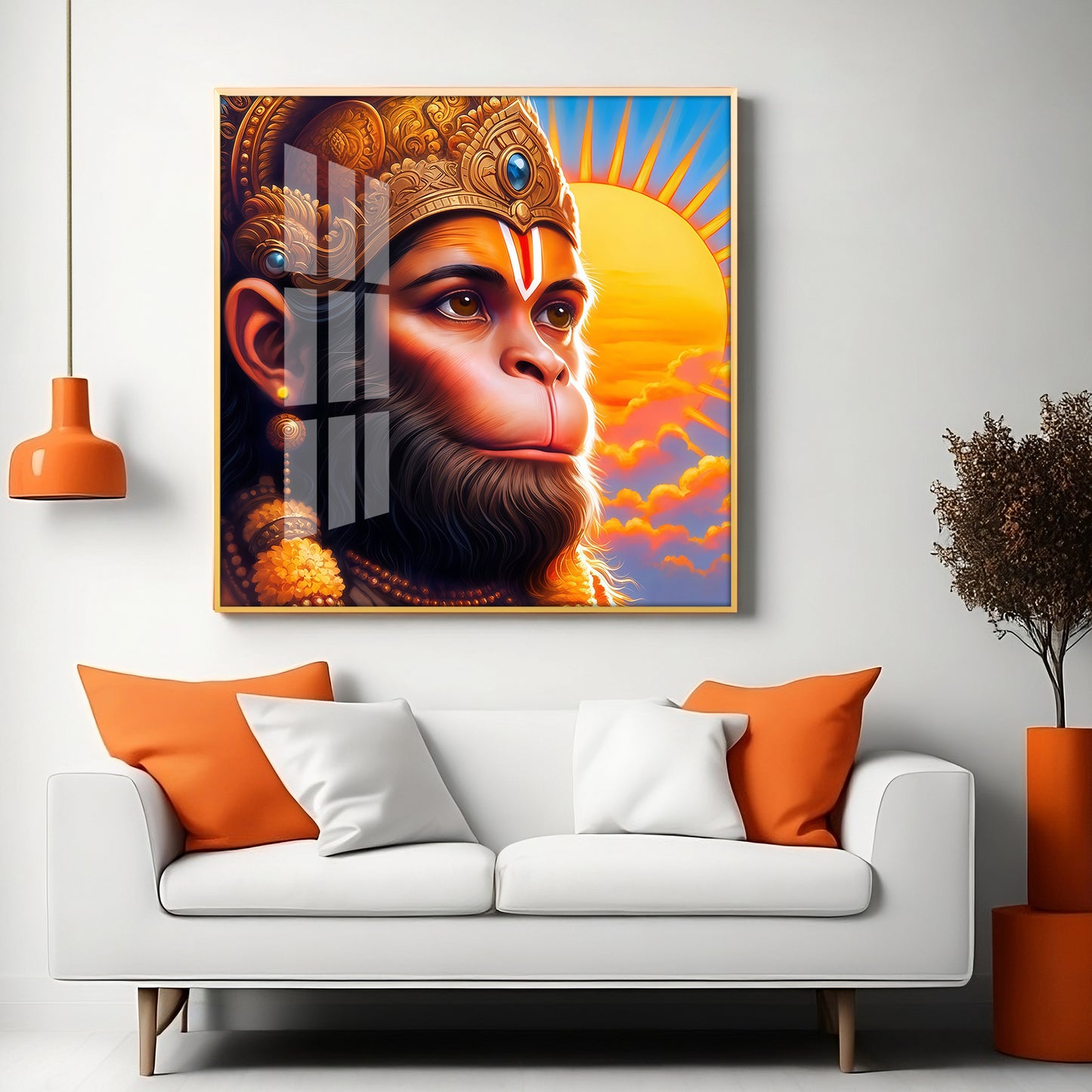 Jai Shri Bajarang Bali Premium Acrylic Square Wall Art