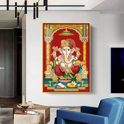 Majestic Lord Ganesha Premium Acrylic Vertical Wall Art