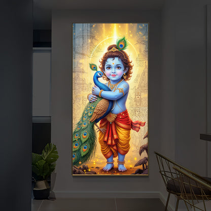 Little krishna Modern Luxury Backlight Vertical Wall Art