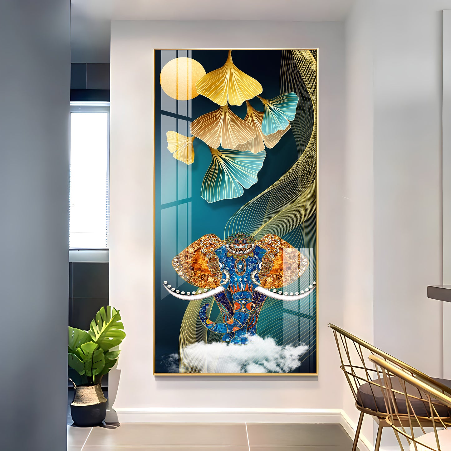 Jeweled Elephant Premium Acrylic Vertical Wall Art