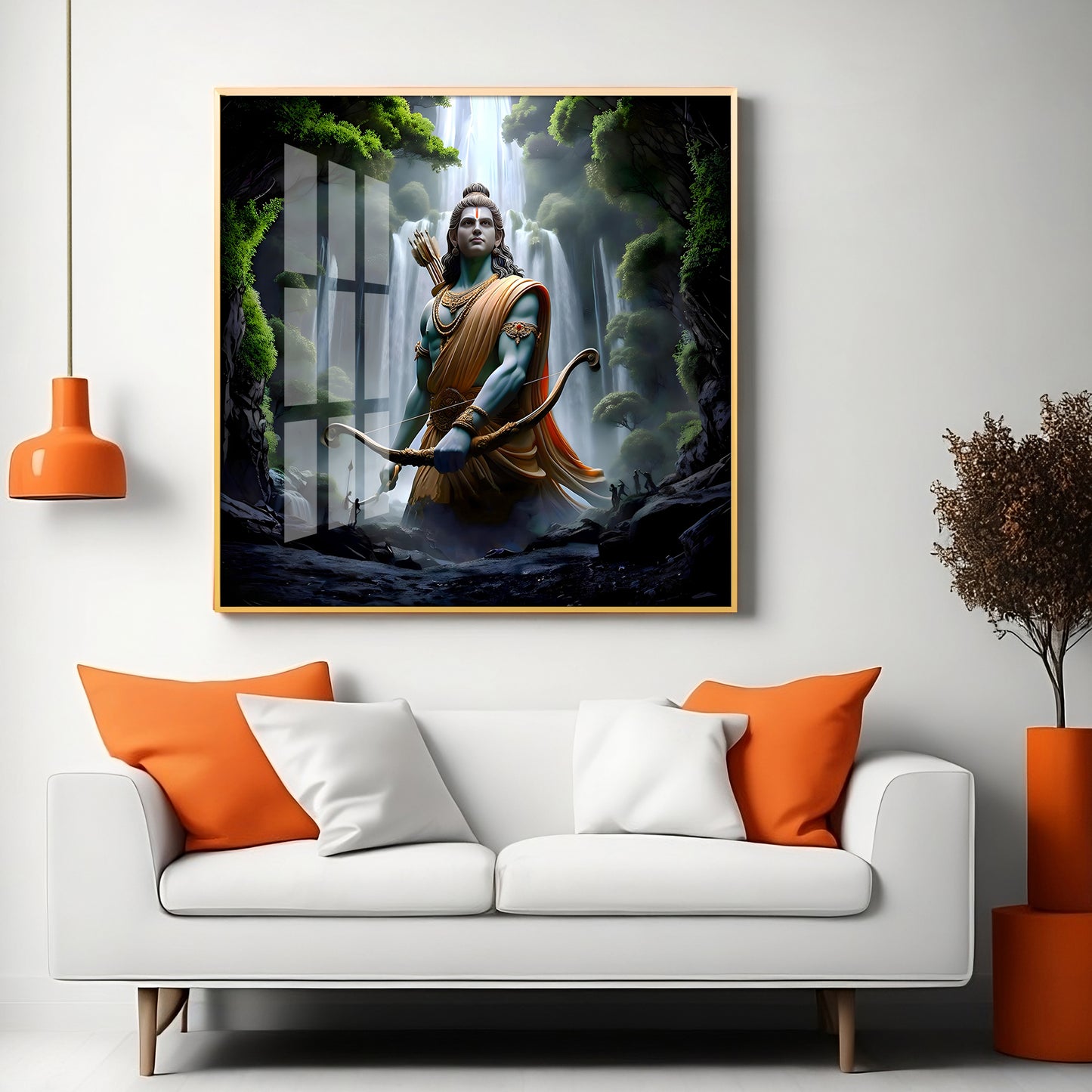 Shree Ram With Bow & Arrow Premium Acrylic Square Wall Art