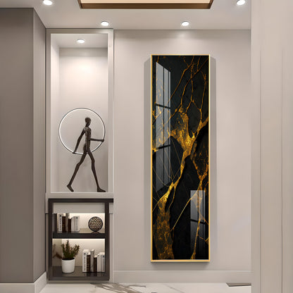 Golden Crack Pattern Premium Acrylic Vertical Wall Art