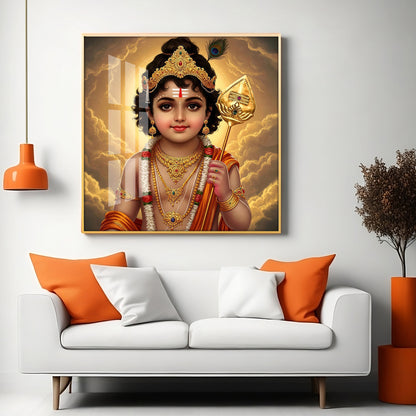 Bhagwan Murugan Blessing Premium Acrylic Square Wall Art