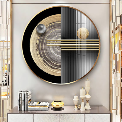 Golden Orb Premium Acrylic Round Wall Art