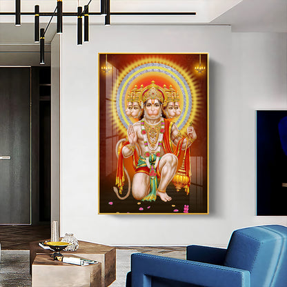 Divine Lord Hanuman Premium Vertical Acrylic Wall Art