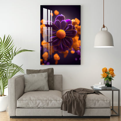 Violet African Marigold Acrylic Wall Art