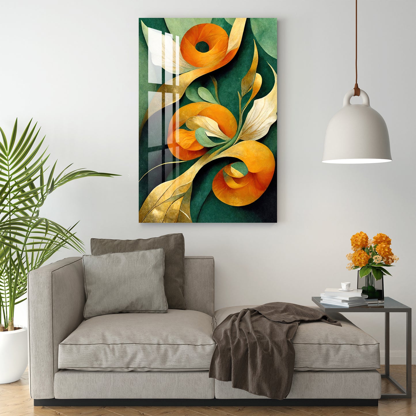 Orange & Green Botanical Acrylic Wall Art