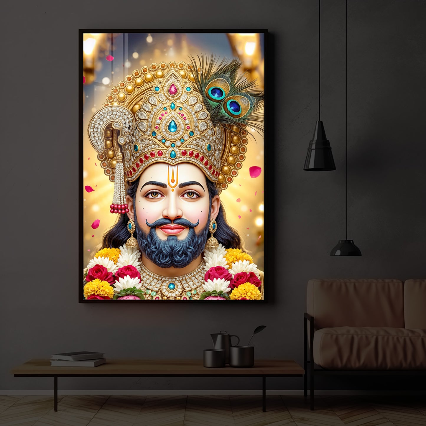 Jai Shri Shyam Modern Luxury Backlight Vertical Wall Art
