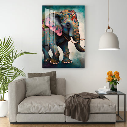 Embroidered Elephant Acrylic Wall Art