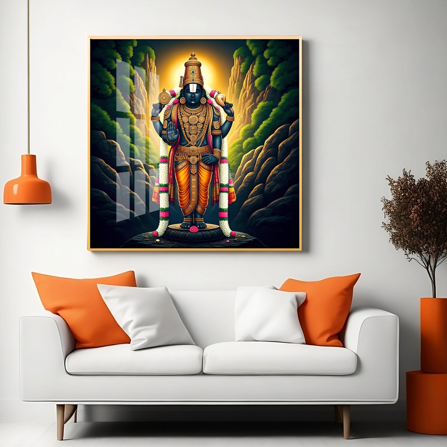 Spiritual Venkateswara Swami Premium Acrylic Square Wall Art