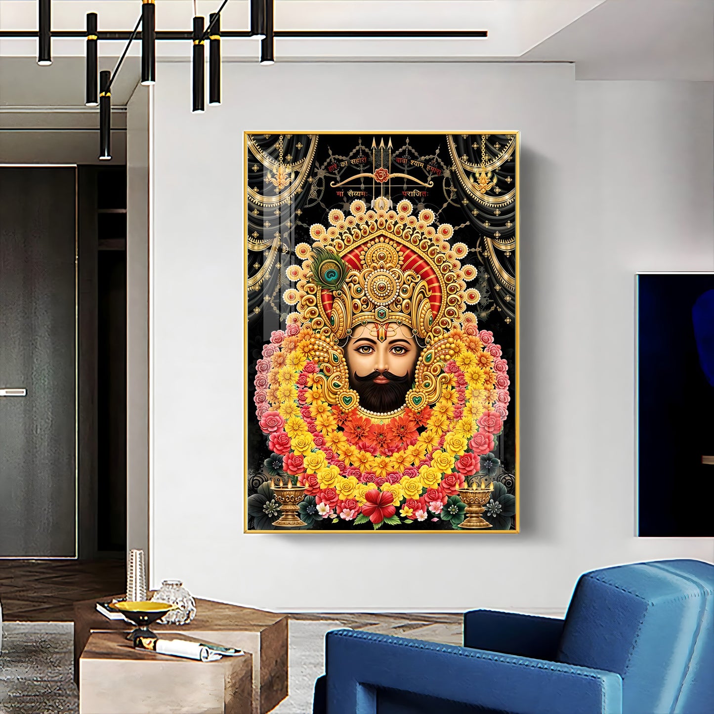 Majestic Shyam Baba Premium Acrylic Vertical Wall Art