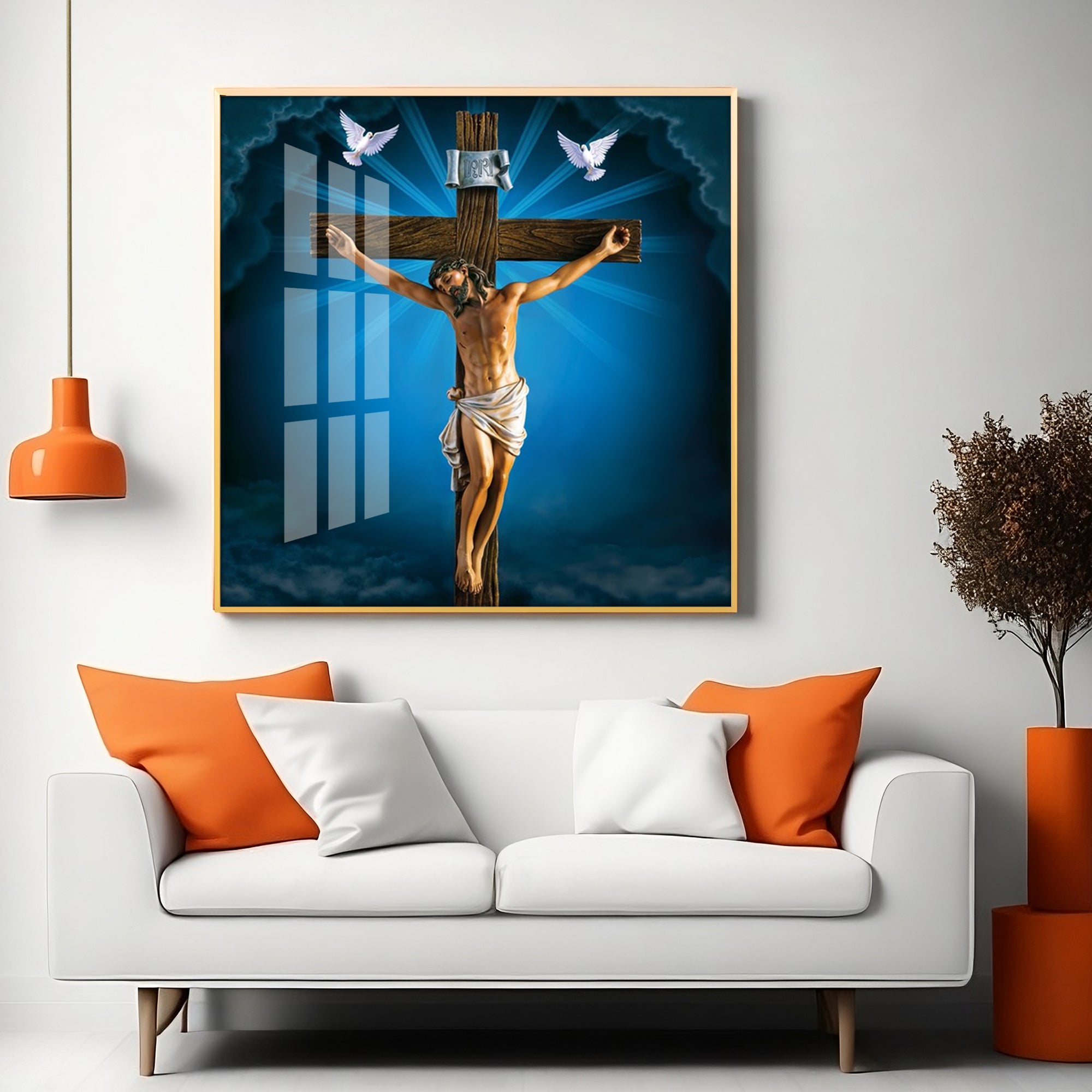 Lord Gesus Illumination Premium Acrylic Square Wall Art