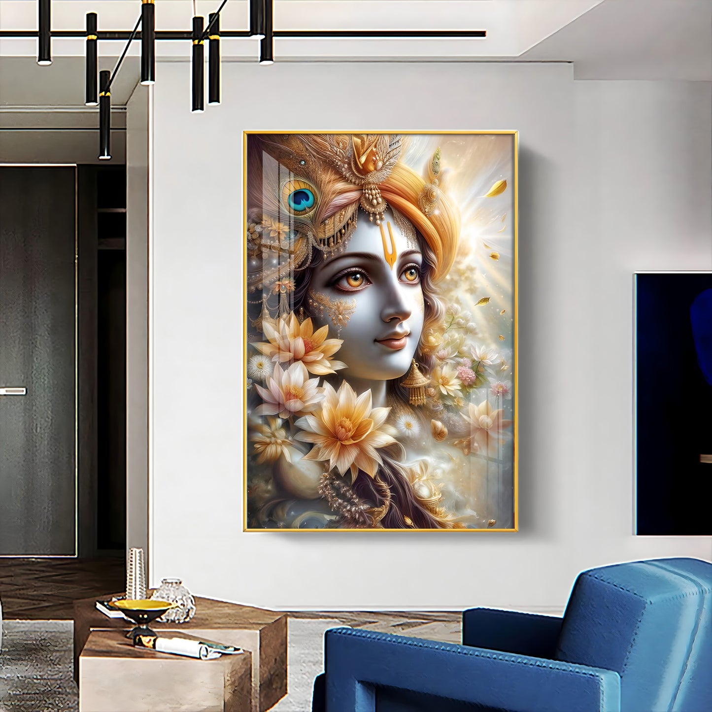 Krishna Bhakti Premium Acrylic Vertical Wall Art