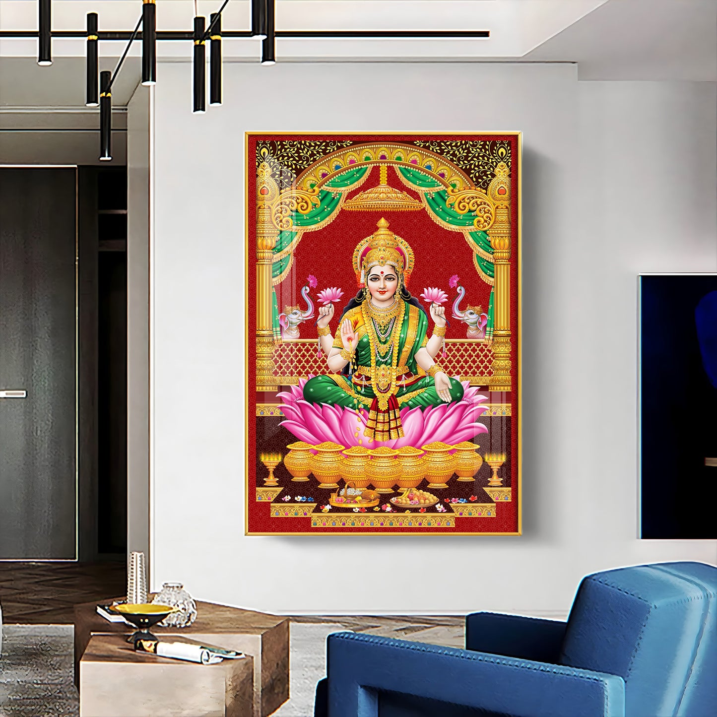 Lakshmi's Blessing Premium Acrylic Vertical Wall Art