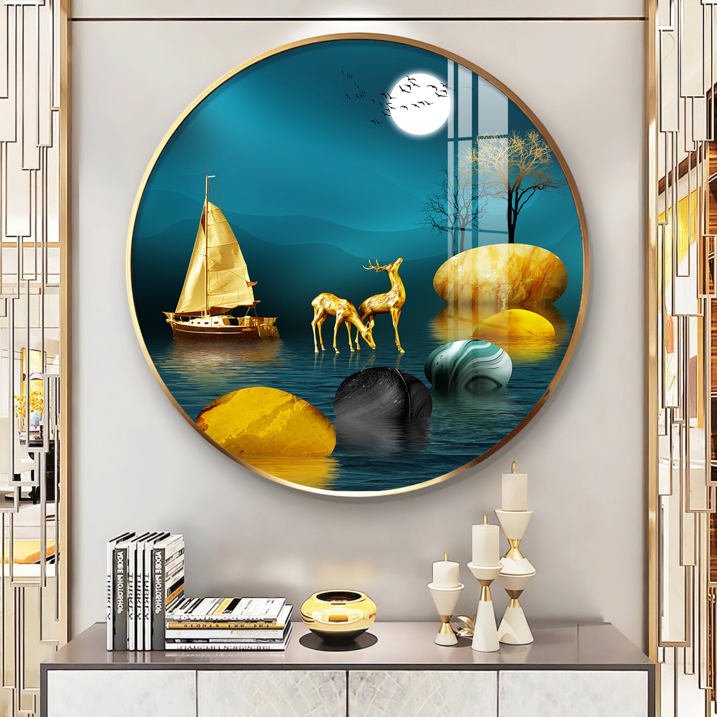 Echoes Of Nature Premium Acrylic Round Wall Art