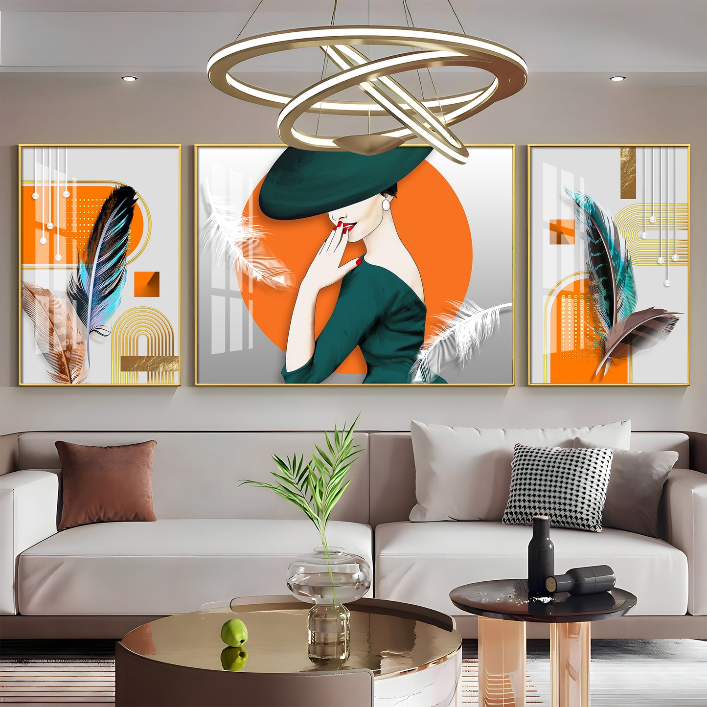 Western Women With Hat Premium Acrylic Wall Art (Set of 3)