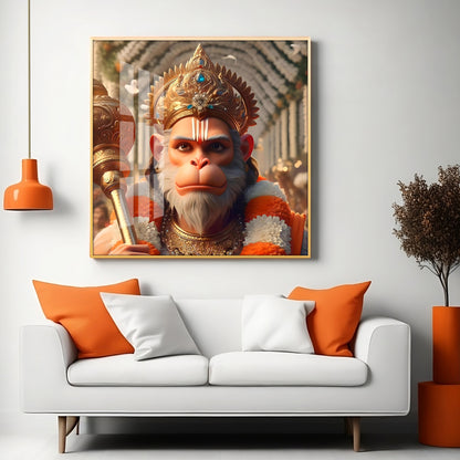 Ram Bhakt Hanuman Premium Acrylic Square Wall Art