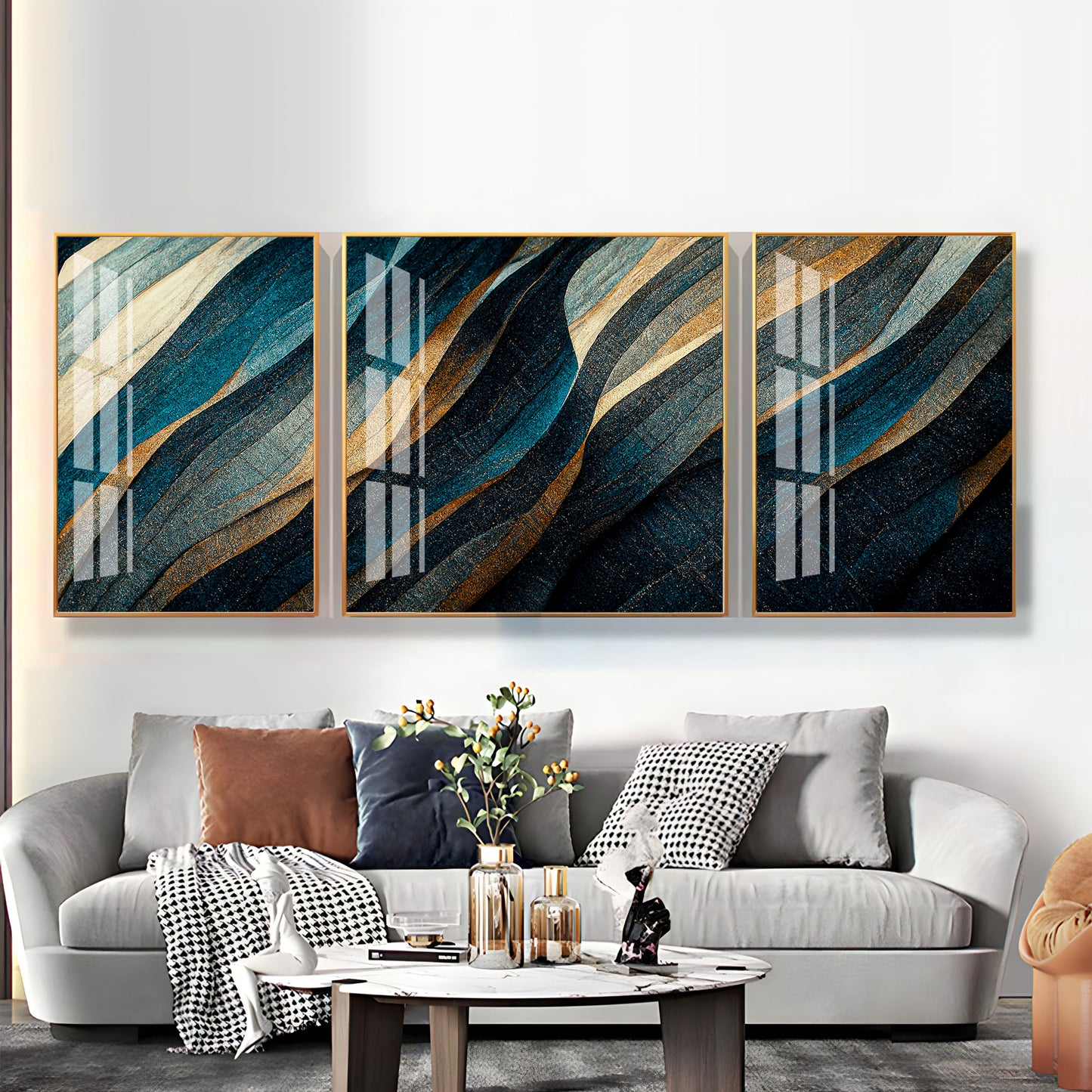 Seamless Waves Premium Acrylic Wall Art (Set of 3)